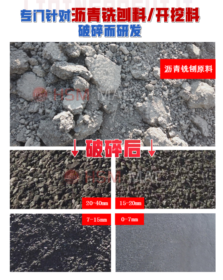 沥青铣刨料破碎筛分设备 废旧沥青回收料破碎筛分机 公路废旧沥青混合料破碎筛分设备 铣刨料双齿辊破碎机 